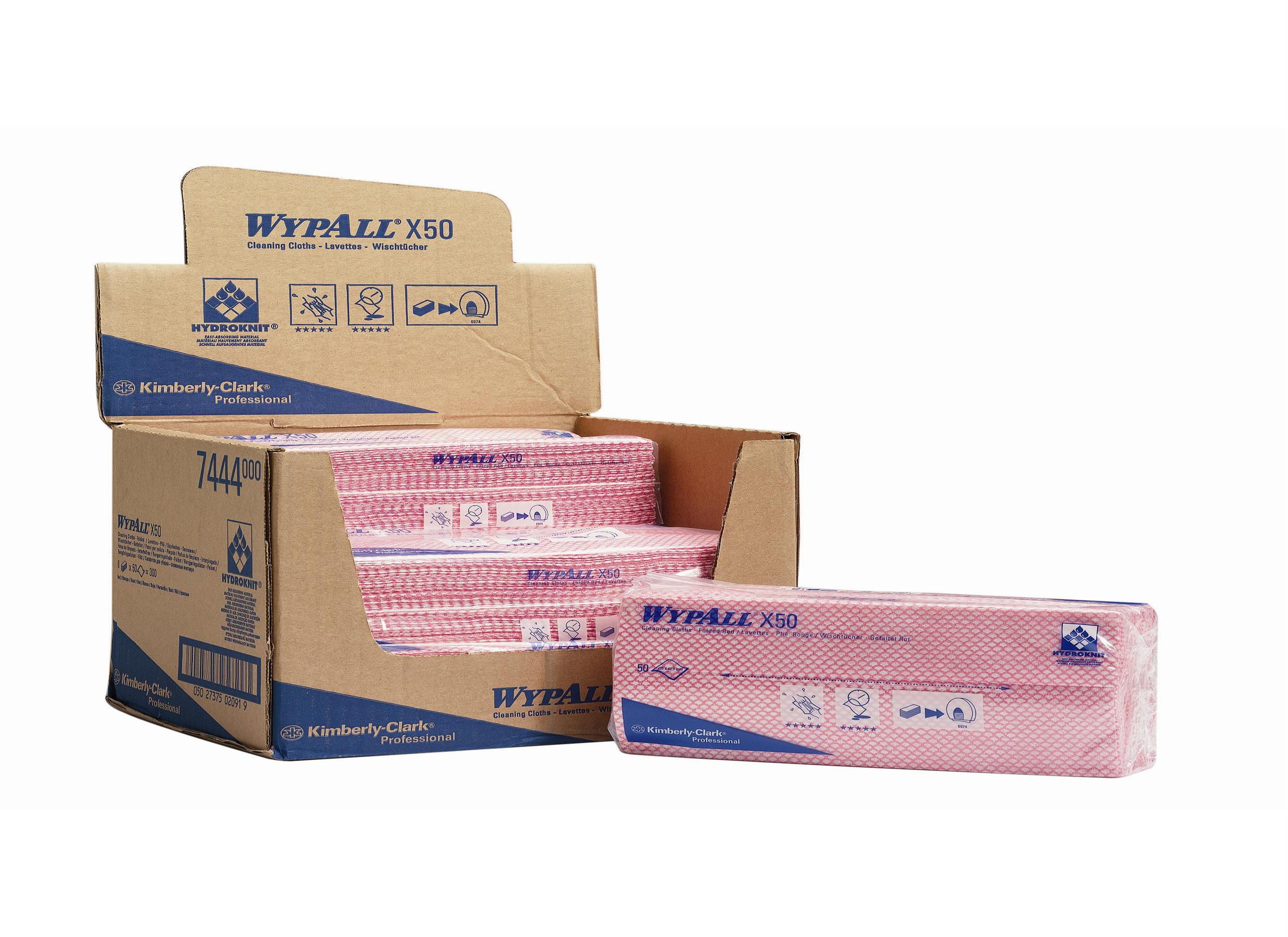 WYPALL* X50 Sopdoeken intergevouwen 7444 Rood - Kimberly Clark