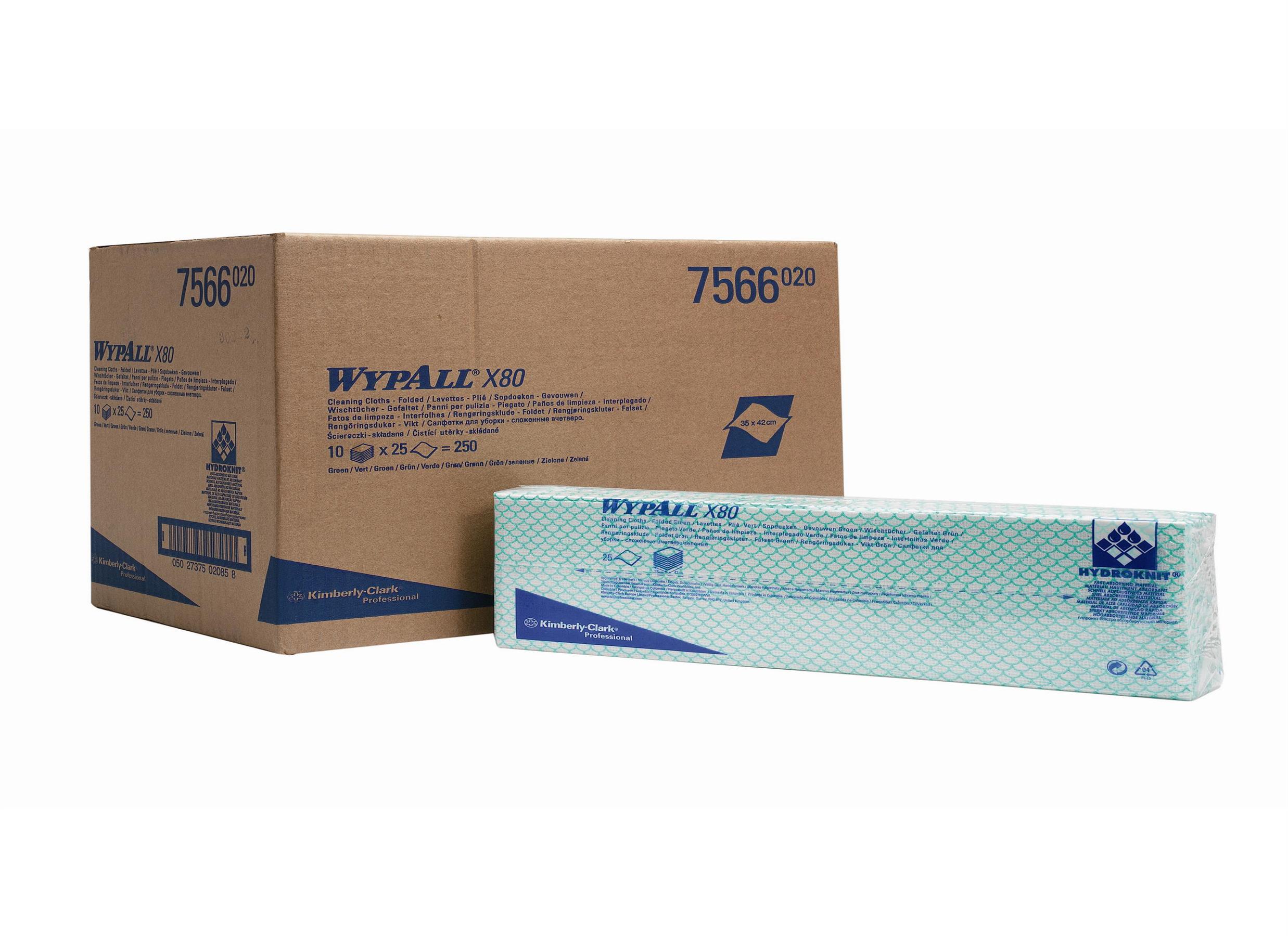 WYPALL* X80 Plus Sopdoeken intergevouwen 7566 Groen - Kimberly Clark