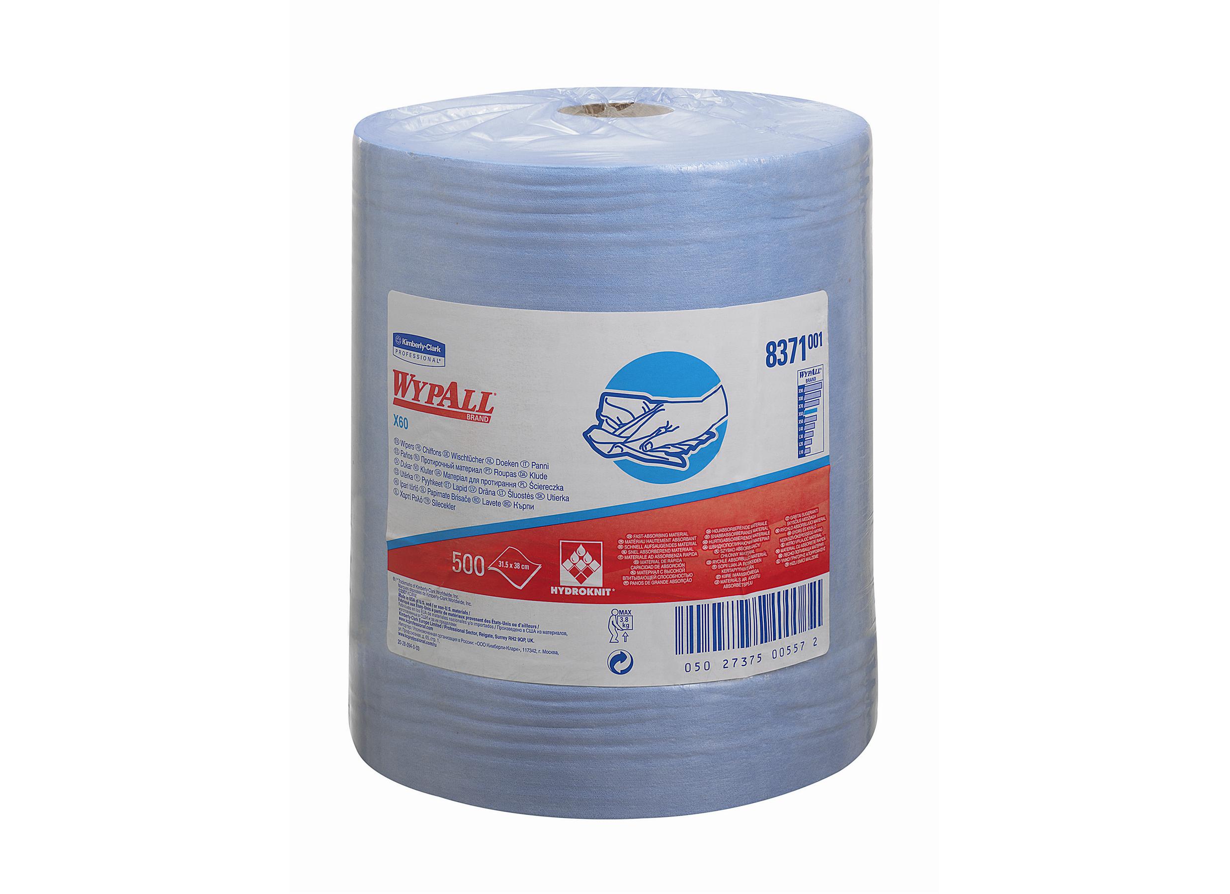 WYPALL* X60 Poetsdoeken 8371 Blauw (Grote Rol) - kimberly Clark