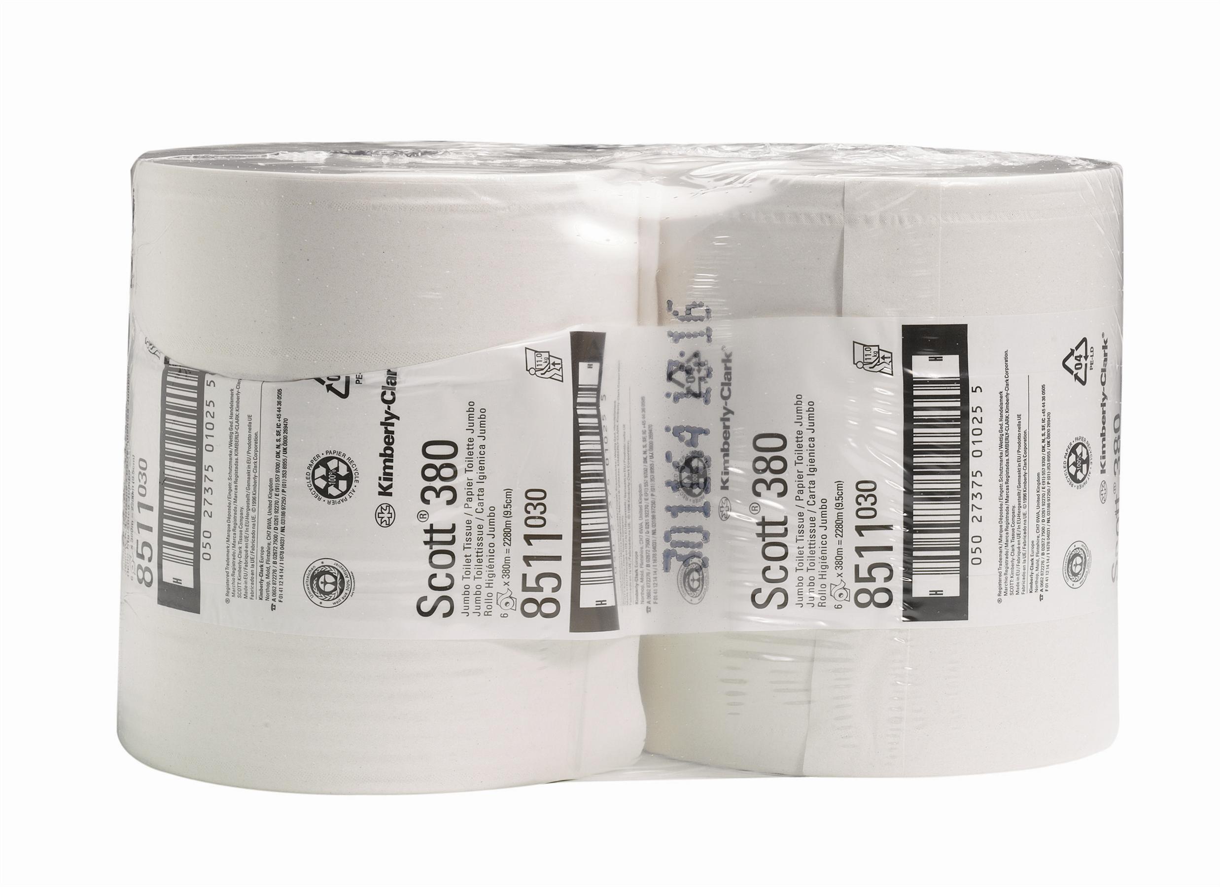 SCOTT* Performance Toilettissue Maxi Jumbo 380M 8511 Wit - Kimberly Clark