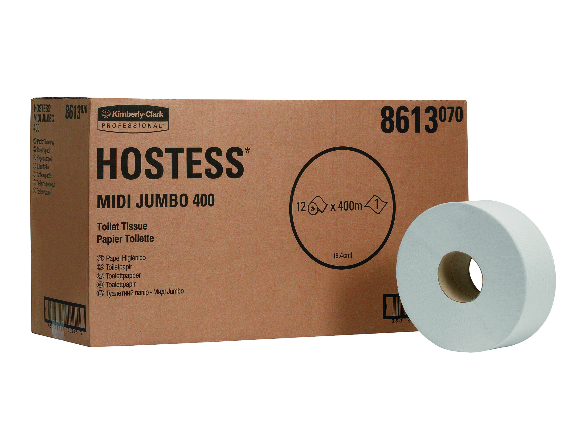 HOSTESS* Toilettissue Rollen Jumbo 400M 8613 Wit - Kimberly Clark
