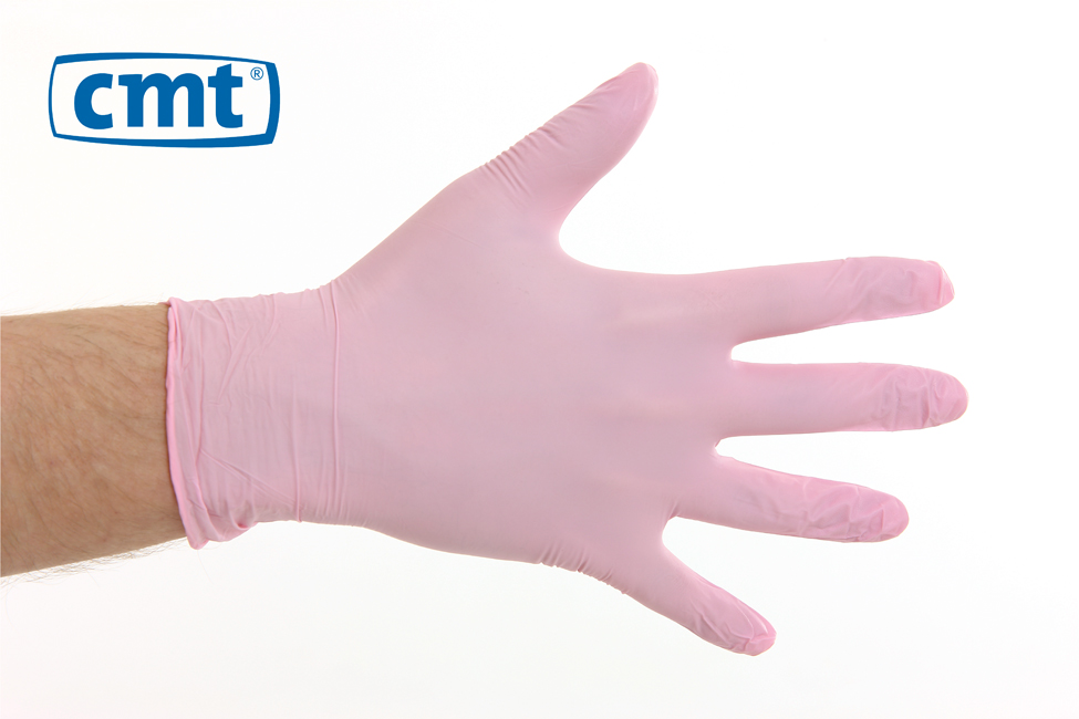 Roze handschoenen van CMT, Poedervrij (Soft Nitril Handschoenen)