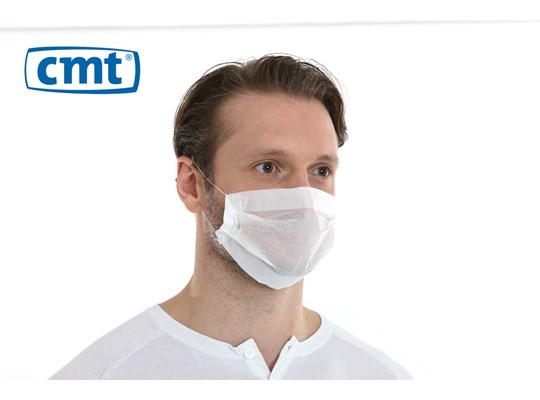 CMT 2-laags papieren mondmasker wit met oorelastiek 320/2 10000 stuks