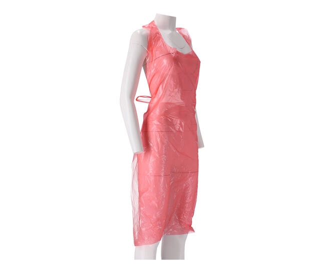 CMT Schort PE Rood Geruwd 125x80cm 20 micron