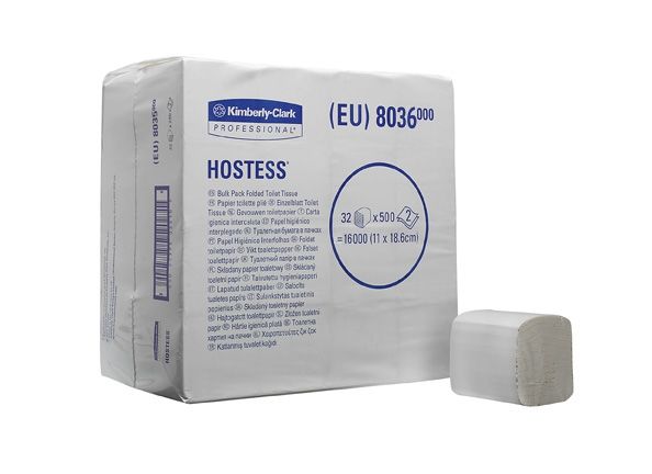 HOSTESS* 32 Toilettissue Gevouwen 500 8036 Wit - Kimberly Clark