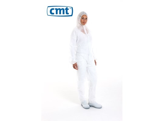 CMT pp non woven coverall regular weight wit (klittenband)