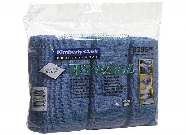 WYPALL* Microfibre Doeken Ongevouwen 40 x 40 cm 8395 Blauw - Kimberly Clark