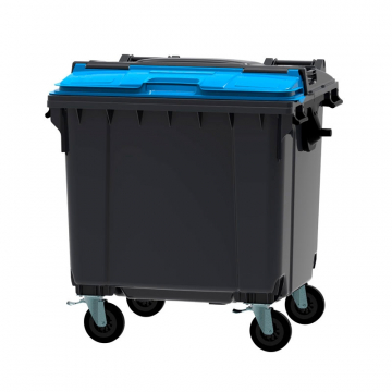 Rolcontainer 1100 liter Grijs/Blauw (split deksel)