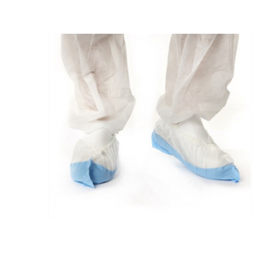 CMT Non Woven Schoenovertrek Wit-Blauw Pe Zool 38x16,5cm 60 micron 400 Stuks